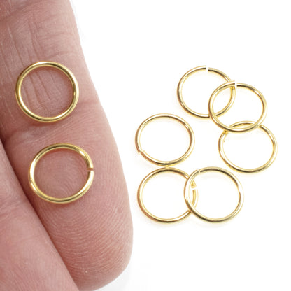 25 Pcs10mm Gold Round Open Jump Rings, TierraCast 18 Gauge