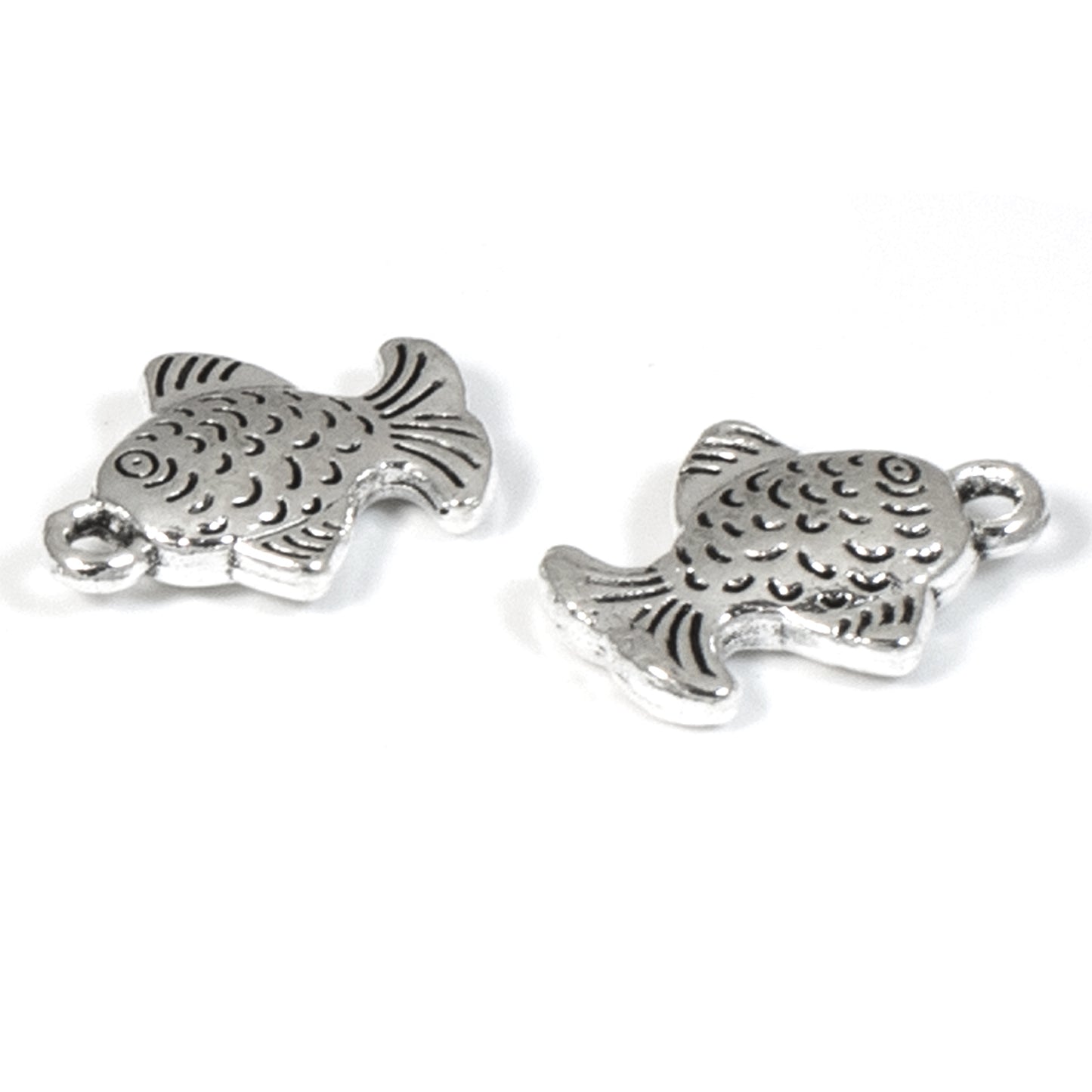 10 Silver Fish Charms for DIY Beach Jewelry - Minimalist Marine Craft Supplies