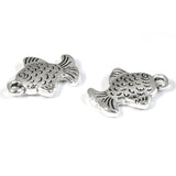 Silver Fish Charms, Double Sided Bulk Metal Animal Charms 10/Pkg