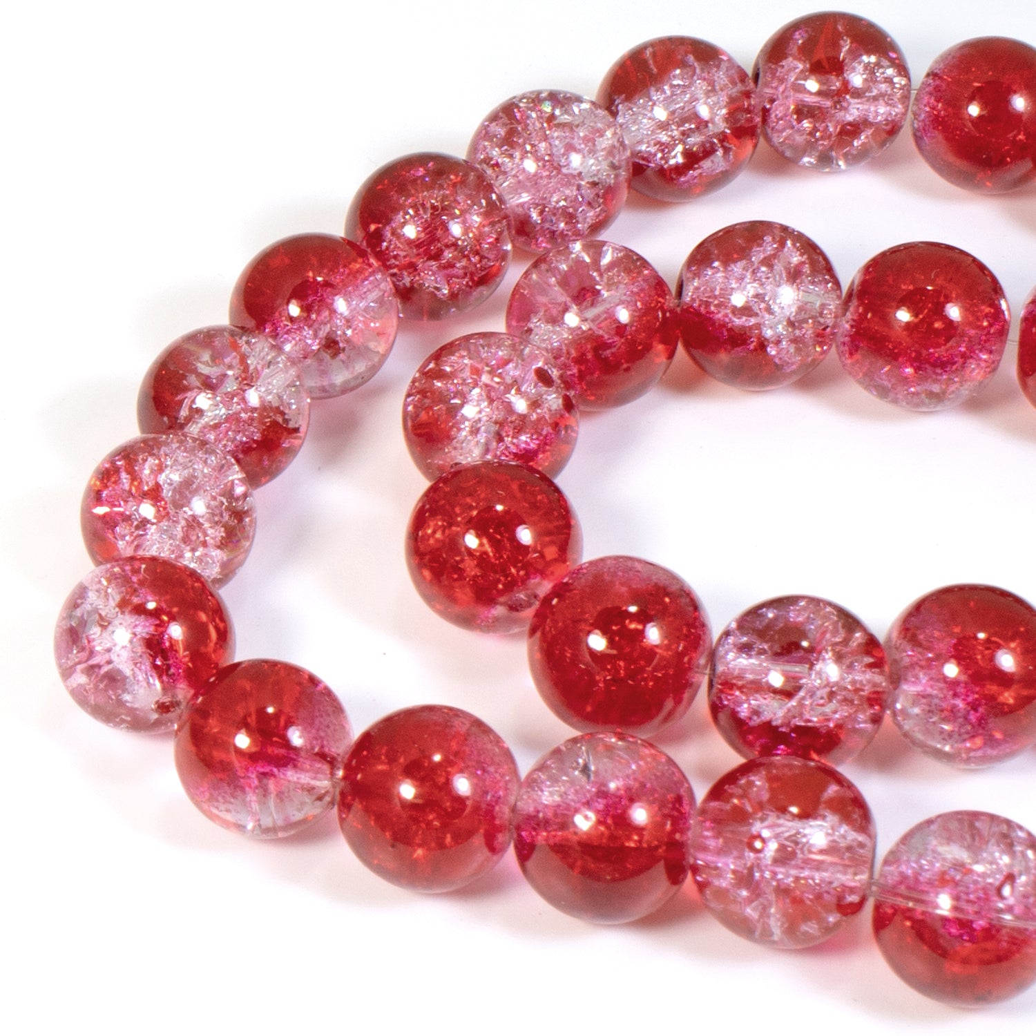 10mm Berry Red Glass Beads, Deep Red Round Beads, Fire Polished