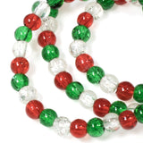 4mm Red, Green & Clear Crackle Glass Beads | Christmas Bead Mix 600/Pkg