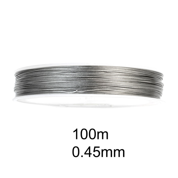 100M Tiger Tail 0.45mm, Silver Beading Wire, Smooth Nylon Finish for DIY Jewelry