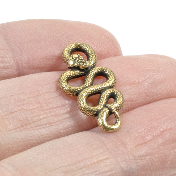 4 Gold Rattlesnake Links - TierraCast Connector - Snake Pendant for DIY Jewelry