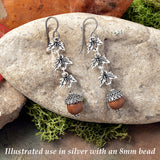 10/Pkg Silver Acorn Bead Caps for 8mm -10mm Beads, Bulk Autumn Fall Beadcaps