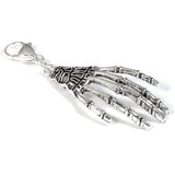 Silver Skeleton Hand Clip on Charm, Creepy Halloween Zipper Pull + Lobster Clasp