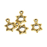 Gold Star of David Charms, TierraCast Tiny Jewish Star Charm 4/Pkg