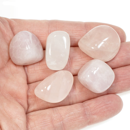 Natural Rose Quartz Tumbled Stones, 5-Pack Smooth Undrilled Nuggets for Home Decor, Jewelry & Meditation