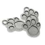 Silver Paw Print Charms, Metal Pet Dog Lover Charm 20/Pkg