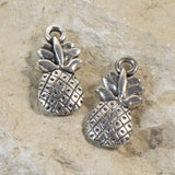 10 Silver Pineapple Charms, Tropical Fruit for DIY Jewelry and Crafts