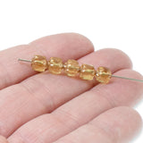 25 Pale Honey Yellow Faceted 6mm Crown Cathedral Beads, Czech Glass Beads