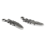 4 Silver Small Feather Charms, TierraCast Feather Pendants for Jewelry Making