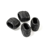 10 Black Hammered Barrel Beads, 4x2mm Hole, Matte Black Velvet Leather Crimp