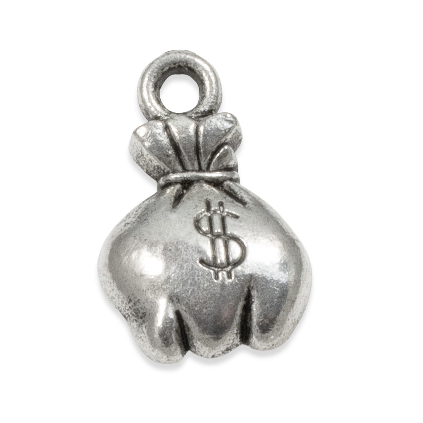 25 Whimsical Silver Money Bag Charms, Fun Design for Jewelry Making & Crafts