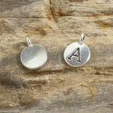 2Pc. Silver "A" Initial Charms, TierraCast Round Small Alphabet Letter