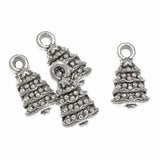 25 Silver Tiny Christmas Tree Charms. Holiday Charm for DIY Jewelry & Crafts