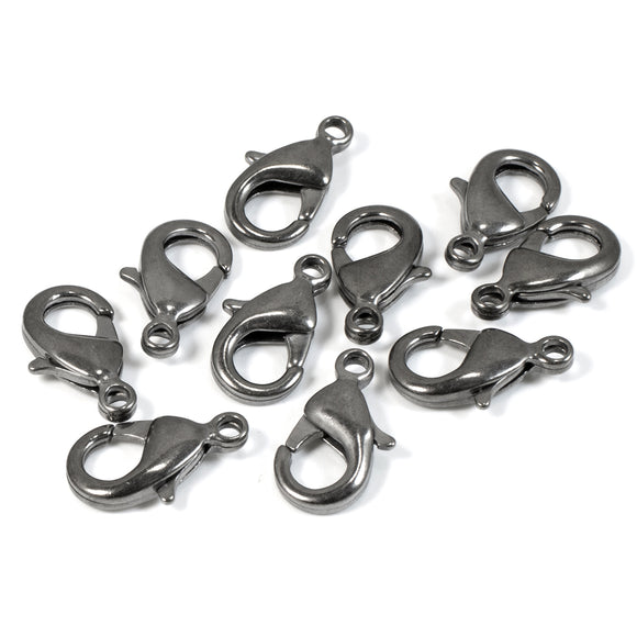 Gunmetal Black Medium Lobster Claw Clasps, TierraCast 9x15mm 10/Pkg