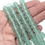 Light Green Recycled Glass Beads, Rustic 8mm Round Beads, 50/Pcs