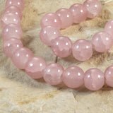 50-Pack Mauve Pink Glass Beads, Round 8mm Glass Beads with Inner Cracks