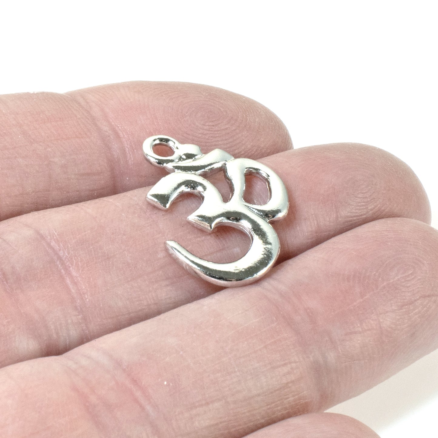 Silver Om Pendant, TierraCast Rhodium Plated Ohm Hindu Symbol 1/Pkg