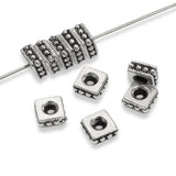 6mm Silver Square Rococo Beads, TierraCast Dotted Spacers 10/Pkg