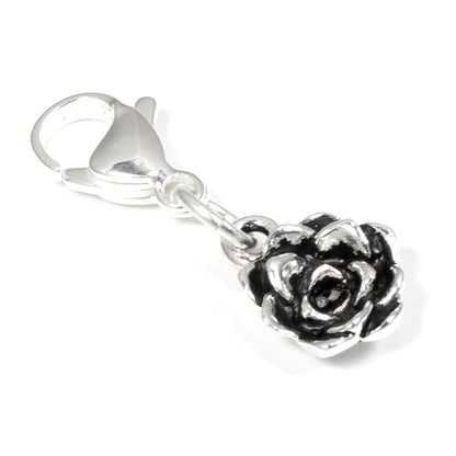 Silver Succulent Clip-on Bag Charm - Plant Lover Gift - Zipper/Planner Accessory