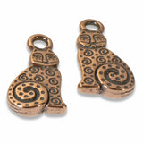 2 Copper Spiral Cat Charms, TierraCast Pewter Animal, Kitty for DIY Jewelry