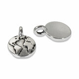 Silver Earth Charms, TierraCast Round Map Large Hole for Leather 2/Pkg