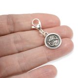 Silver Pisces Clip-on Charm, Astrology Zodiac The Fish + Lobster Clasp