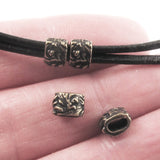 Oxidized Brass Jardin Barrel Leather Crimp Beads