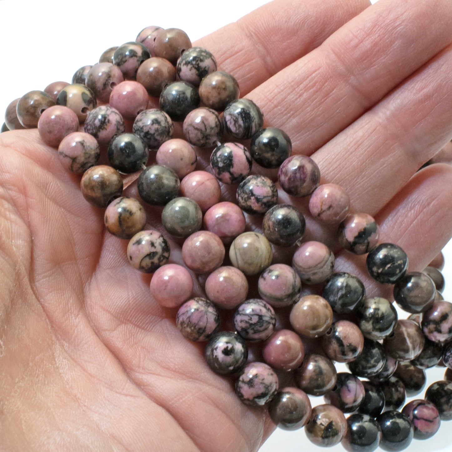 Pink Rhodonite Beads - 8mm Round Stone - Natural Stone - Jewelry Making