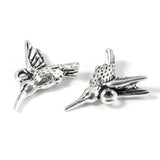 4 Silver Hummingbird Charms, TierraCast Pewter Bird for DIY Nature Jewelry