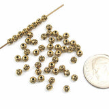 Gold Beaded Round Seed Beads, TierraCast, Size 8, 3mm 50/Pkg