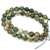10mm Faceted Green Dragon Vein Beads, Round Earthy Agate 38Pcs/Strand