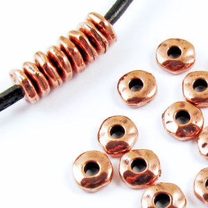 25 Copper Nugget 6mm Spacer Beads with Large 2mm Hole for Leather Cord