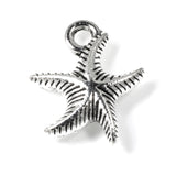 Silver Curvy Starfish Charms, Double Sided Metal Sea Star Charm 25/Pkg