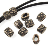 Oxidized Brass Jardin Barrel Leather Crimp Beads