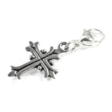 Silver Fleur Cross Clip-on Charm, For Purse, Journal, Handbag + Lobster Clasp