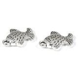 Silver Fish Charms, Double Sided Bulk Metal Animal Charms 10/Pkg