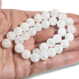 10mm Clear Snowy White Round Glass Crackle Beads 30/Pkg