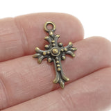 Antique Brass Fleur Cross Pendant, TierraCast Christian, Faith Charm 2/Pkg