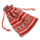 Red Striped Fabric Drawstring Bags, Rectangle Cloth Pouches (10 Pcs)