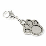 Silver Paw Print Clip-on Charm + Lobster Clasp, Pet Collar, Handbag Charm