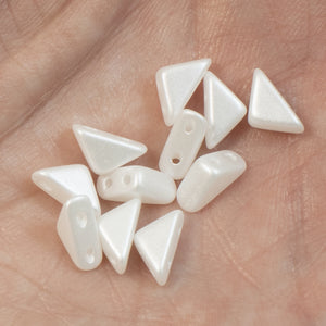 White Airy Pearl Tango Triangle Beads, 6mm 2-Hole Czech Glass, 50/Pkg