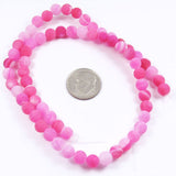 Bright Pink Frosted Crackle Dragon Vein Agate Gemstone Beads 6mm (65 Pcs)