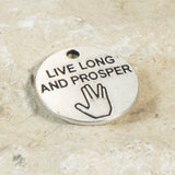 Silver Live Long and Prosper Charms, Inspirational Metal Pendants 20mm 10/Pkg
