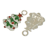 Christmas Tree Enamel Charms, Metal Decorated Holiday Tree Charm 5/Pkg
