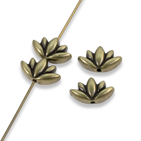 4 Antique Brass Lotus Flower Beads, TierraCast Yoga Meditation Bead