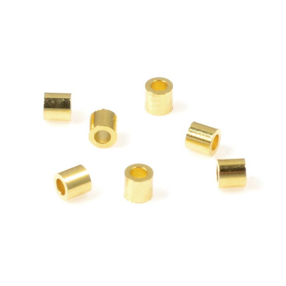 Gold Plated Crimp Tube Beads 2x2mm, TierraCast Findings (50 Pieces)