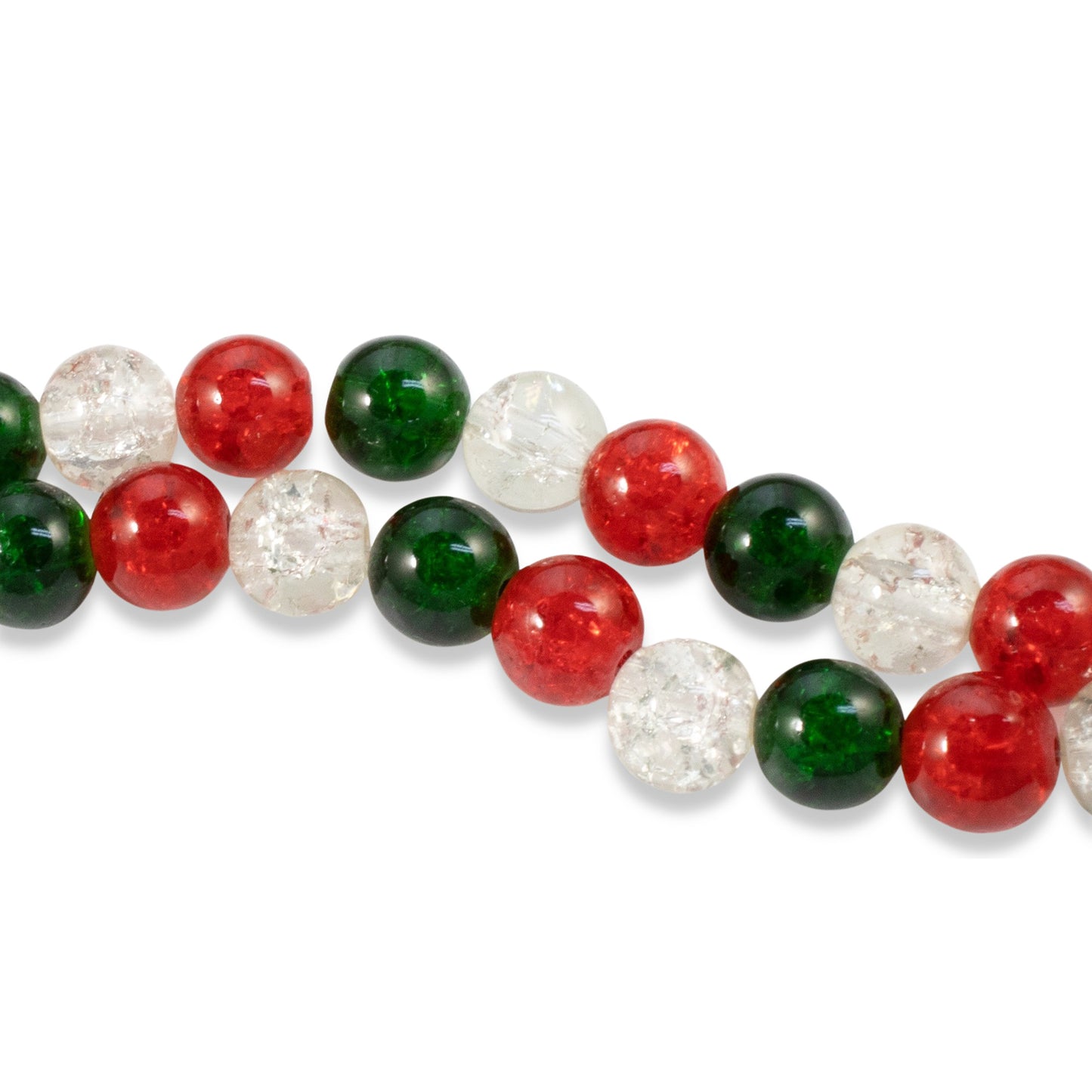 150pc Christmas Glass Beads Set, 8mm Red Green Clear, Crafts Jewelry DIY Gift