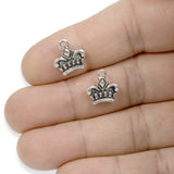20 Silver Crown Charms, Metal King Queen Fairy Tale, Fantasy Charm